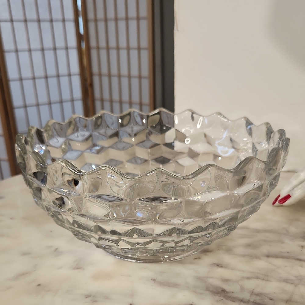 Vintage Fostoria American Clear Glass Serving Bowl